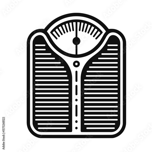 Vintage bathroom scale in minimalist black and white design  