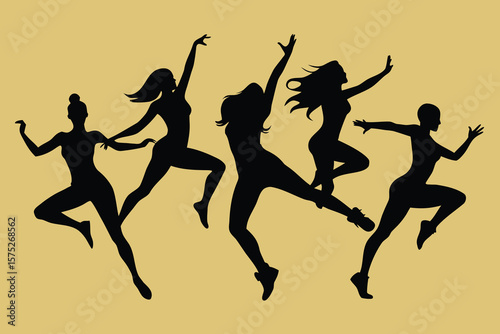 Dynamic Silhouettes of Women in Motion A Powerful Dance Illustration