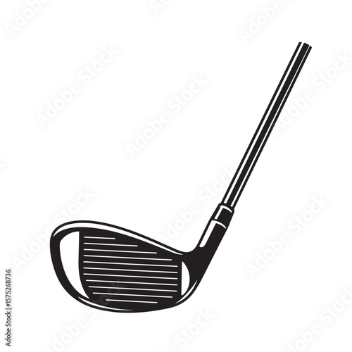 Classic black and white illustration of a golf club isolated on a white background