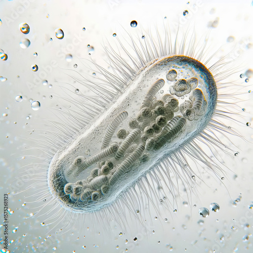 Realistic Paramecium Under Microscope