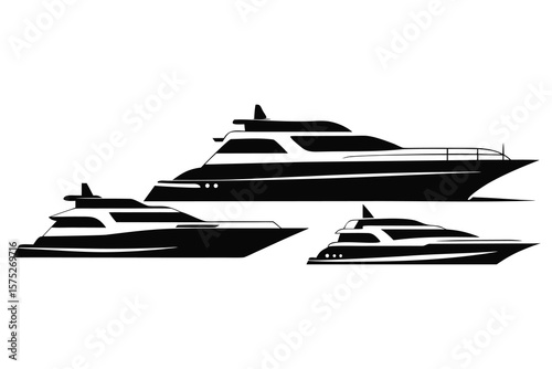 Luxury Yacht Silhouettes Elegant Motor Yacht Designs