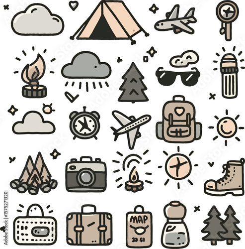 set of camping icons