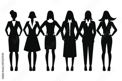Empowered Women in Business A Silhouette Illustration of Female Leadership