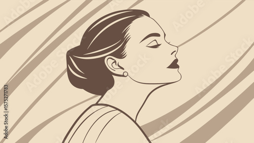 Vintage woman portrait drawing vector illustration retro fashion beauty elegant style artwork graphic design