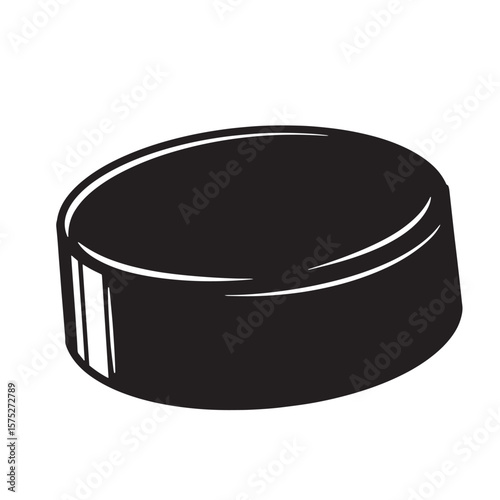 Simple black and white vector illustration of an ice hockey puck isolated on white