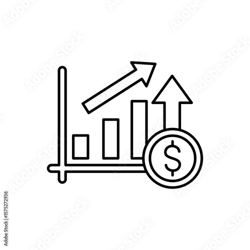 The icon depicts an upward arrow and dollars.
