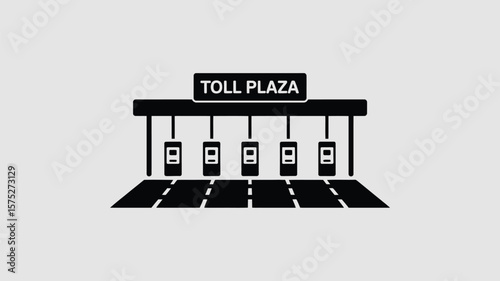 Simple Black and White Toll Plaza Icon Illustration Design