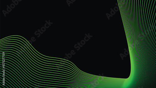 Dark Background with Smooth Green Curve Line Pattern for Futuristic, Elegant, and Tech-Inspired Design