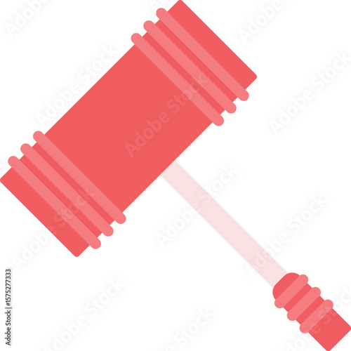 Flat cartoon-style toy hammer vector in red with soft head – playful rubber mallet design for kids game, prank, and comic prop illustration