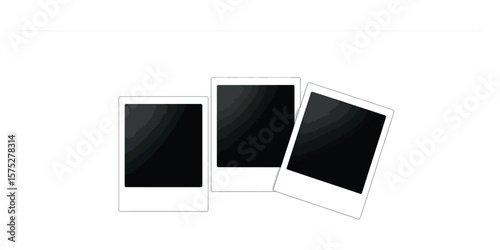 Three Blank Instant Frames with White Borders on a White Background