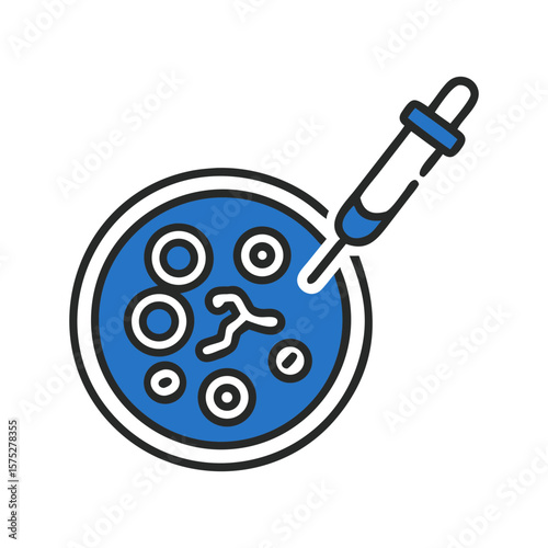 Petri dish with biological sample and pipette for experiments  