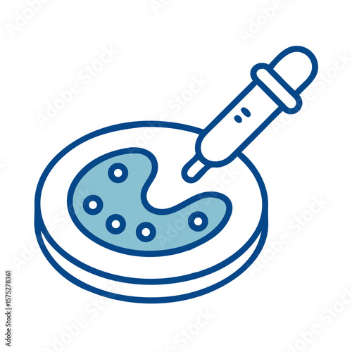 Laboratory petri dish with sample and pipette in simple design  