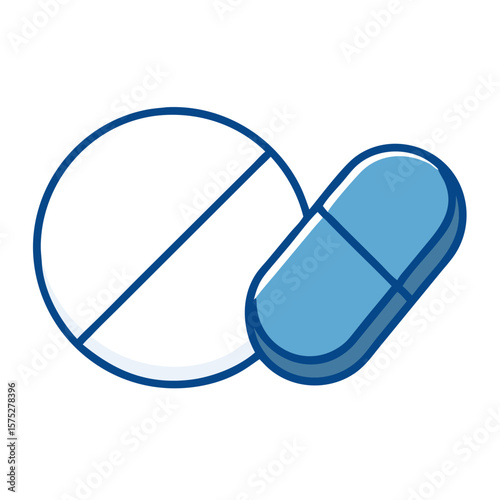 Round blue pill and capsule