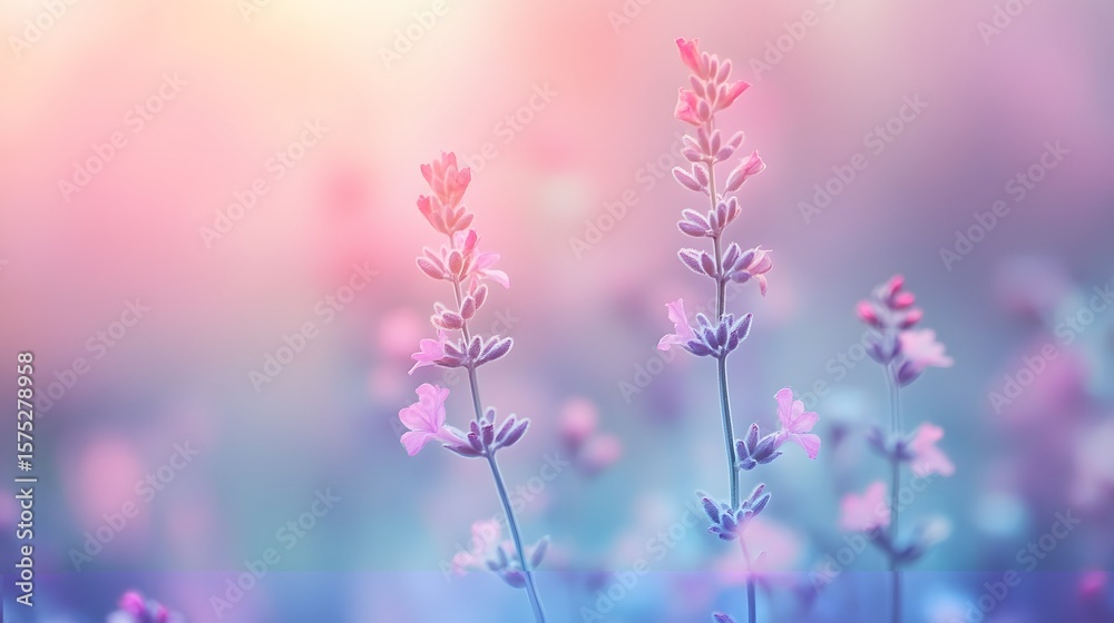 Naklejka premium Delicate wildflowers in a soft pastel color palette.