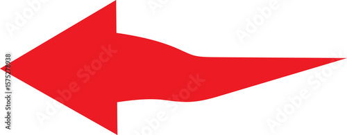 Free Download Abstract red arrow shape pointing left with a curved tail on a white background - GFXLoad