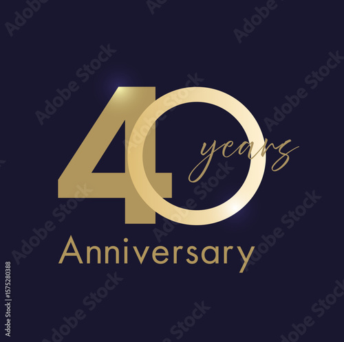 シンプルなgold/金のアニバーサリーロゴセット(40周年 お祝い 周年記念 イベント 設立記念 anniversary celebration logo ベクター 編集可能)