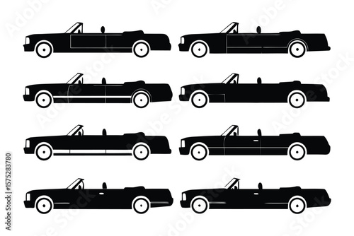 Classic Convertible Collection: A curated collection of classic convertible car illustrations, set against a clean backdrop, highlighting various styles and designs.