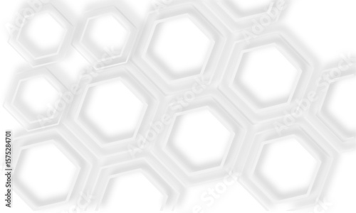 White background showcasing  layered hexagonal pattern  with soft shadows and clean lines design element.