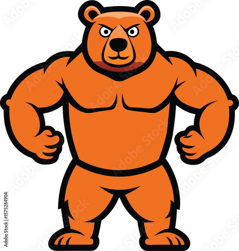 Powerful Bear Silhouette Standing Upright in Bold Vector Style
