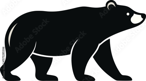 Minimal Walking Bear Silhouette in Clean Vector Icon Style