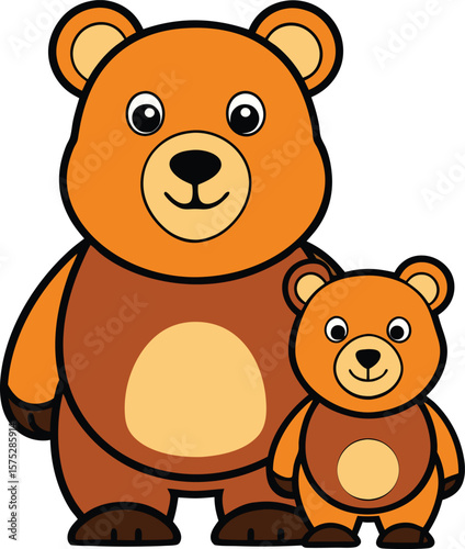 Loving Bear Family Silhouette with Mother and Cub