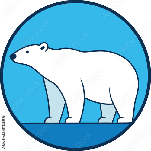 Arctic Polar Bear Silhouette in Cold Climate Vector Style