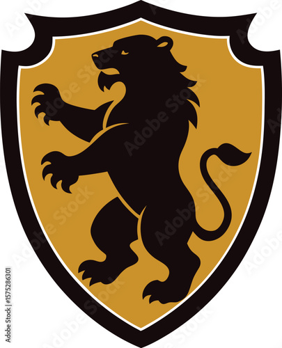 Medieval Heraldic Bear Silhouette in Classic Emblem Style