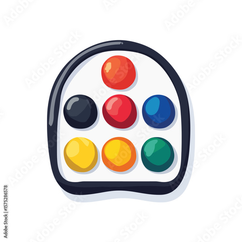 Cartoon Color Wheel with Various Tints and Shades in Spherical Shapes Over White