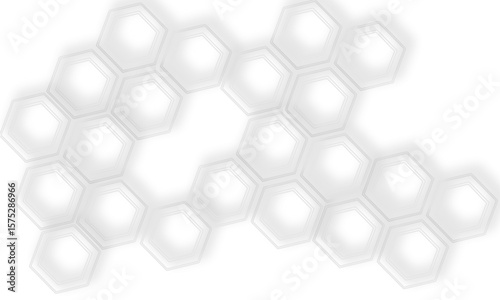 White background showcasing  layered hexagonal pattern  with soft shadows and clean lines design element.