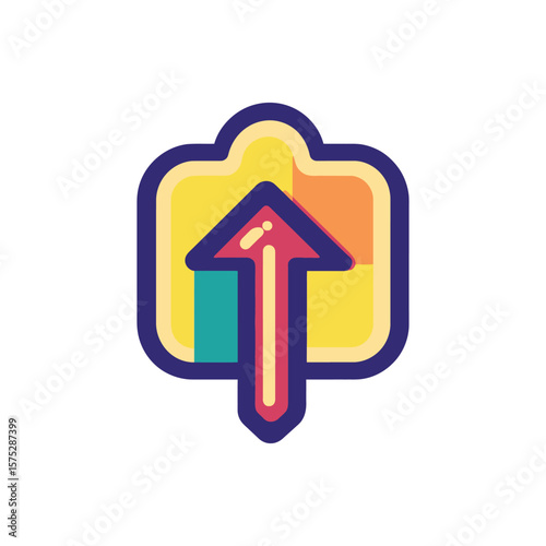 Free Download Colorful Arrow Pointing Up Isolated on White Element with Rounded Design - GFXLoad