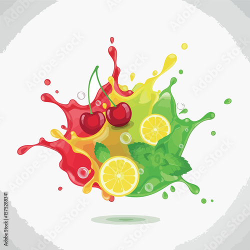 food, vector, lemon, fruit, cherry, citrus, sweet, fresh, illustration, healthy, strawberry, natural, set, organic, mint, green, isolated, juicy, background, tropical, orange, diet, vegetarian, fruits