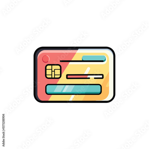 Illustrated Transparent Credit Card with Chip, Stripe and Unique Color Palette