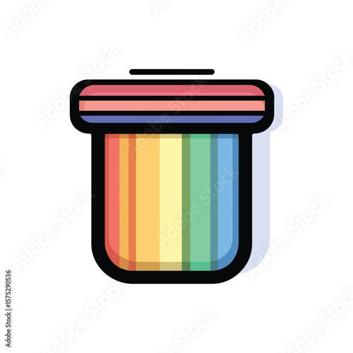 Isolated Rainbow Stripes With Black Border on Transparent Background
