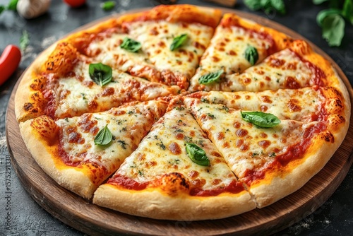 Wallpaper Mural Mouthwatering Pizza Delight: A close-up shot captures a freshly baked pizza, the golden crust and bubbly cheese, a visual symphony of flavors. Torontodigital.ca