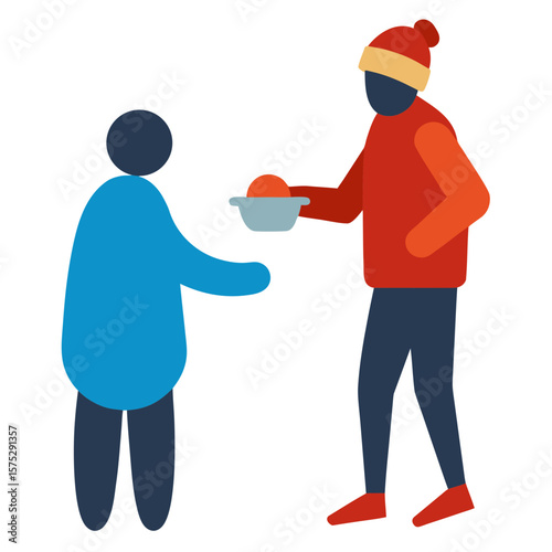 Person Handing Food to a Homeless Individual