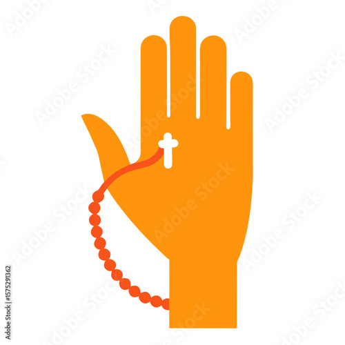 Rosary Beads Around a Giving Hand Illustration