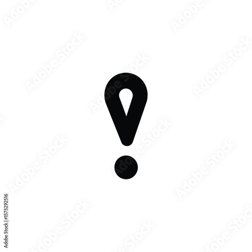 Minimalist Black Exclamation Mark Icon Isolated on Transparent Background Symbol