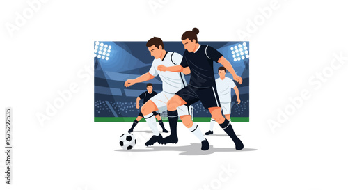 Football Players in Action: Intense Match Illustration