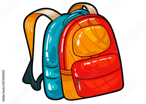 Colorful Cartoon Backpack Design with Bright Colors for Education Blogs, School Websites, Back-to-School Campaigns, Shopping Guides, and Youth Lifestyle Content  