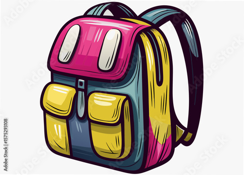 Colorful Backpack Illustration with Stylish Design for Fashion Blogs, Online Retail, Art Websites, Education Tools, and Youth Culture Content  