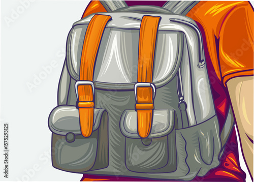 Stylish Backpack with Orange Straps for School, Travel, Adventure Blogs, Outdoor Websites, Lifestyle Articles, and Fashion Content  