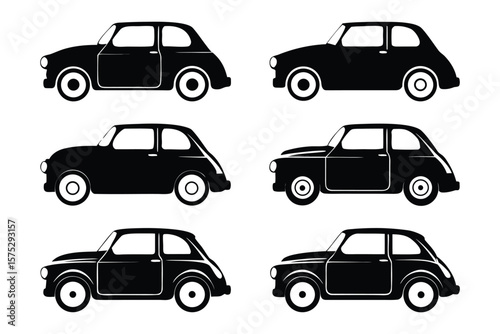 Classic Vehicle Collection: A comprehensive compilation of elegantly designed vintage cars, each silhouette a testament to timeless automotive design, embodying the essence of classic transportation.