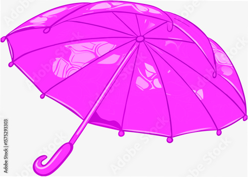 Pink Umbrella Illustrating Fun and Whimsy for Seasonal Themes, Art Projects, Websites, Greeting Cards, and Fashion Content  