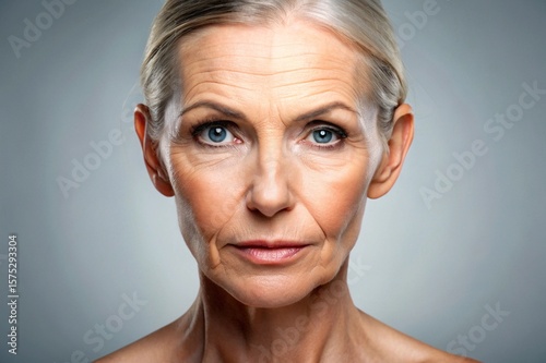 A woman with a serious expression on her face