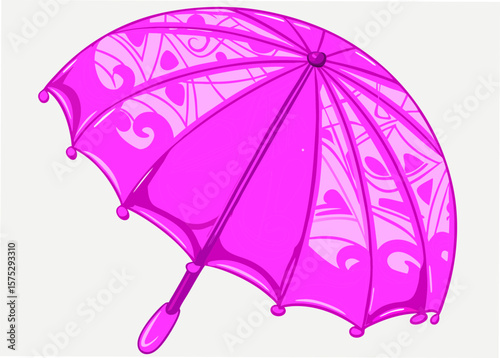 Pink Stylish Umbrella with Elegant Patterns for Fashion Blogs, Weather Awareness Campaigns, Event Planning, and Garden Parties  