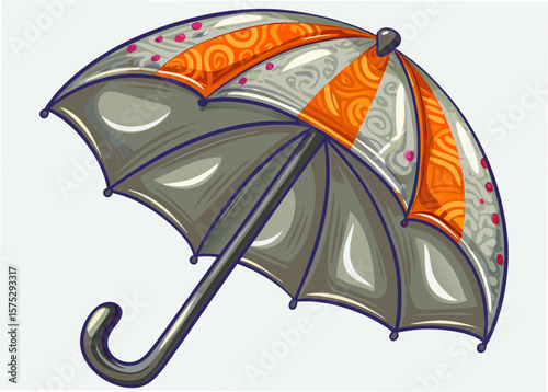 Decorative Umbrella with Colorful Patterns for Illustrations, Websites, Seasonal Designs, Weather Awareness, and Graphics Content  