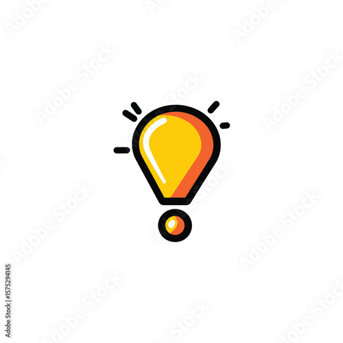 Orange lightbulb symbol with black stroke and transparent background idea icon
