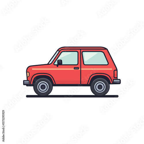 Red SUV car with outline and transparent background design