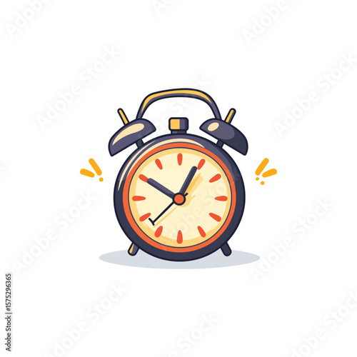 Ringing Retro Alarm Clock with Alert Icon on Transparent Background