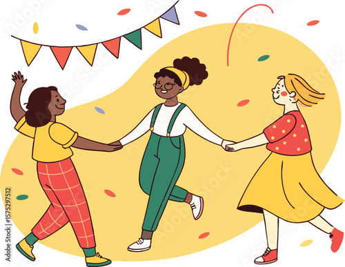 International Friendship Day Illustration of Diverse Happy Women Smiling Together

